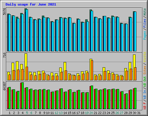 Daily usage for June 2021