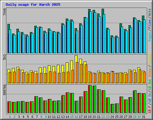 Daily usage for March 2025